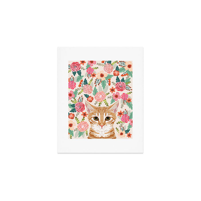 Tabby Cat florals cute spring garden kitten orange tabby cat lady funny girly cat art pet gifts  Art Print Gallery Image 1