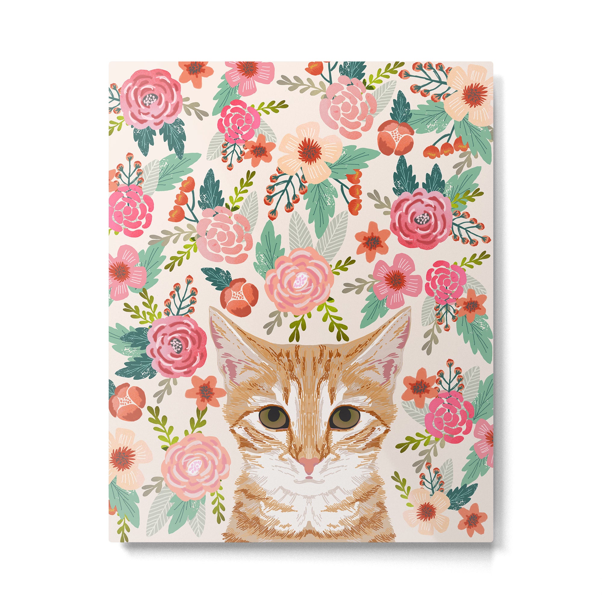 Tabby Cat florals cute spring garden kitten orange tabby cat lady funny girly cat art pet gifts  Metal Print Gallery Image 4