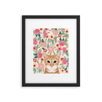 Tabby Cat florals cute spring garden kitten orange tabby cat lady funny girly cat art pet gifts  Framed Art Print Gallery Image 5