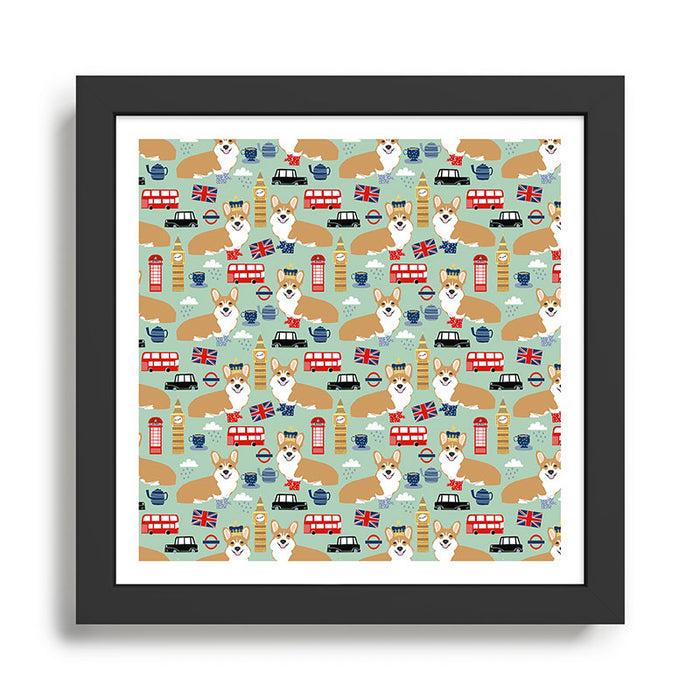 Welsh Corgi london england pattern cute corgis in britain dog breeds by pet friendly Framed Art Print Gallery Image 1