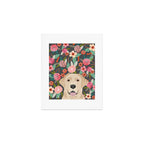 Yellow Lab dog portrait labrador retriever dog art pet friendly florals floral Art Print Gallery Image 1
