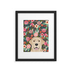 Yellow Lab dog portrait labrador retriever dog art pet friendly florals floral Framed Art Print Gallery Image 5