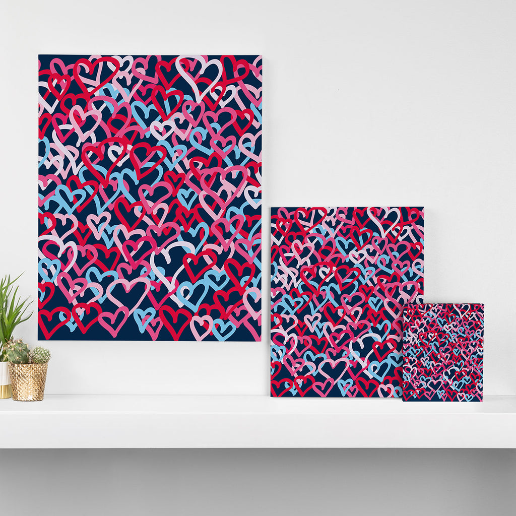 Colorful  Hearts - Graffiti Style Canvas Print Gallery Image 3