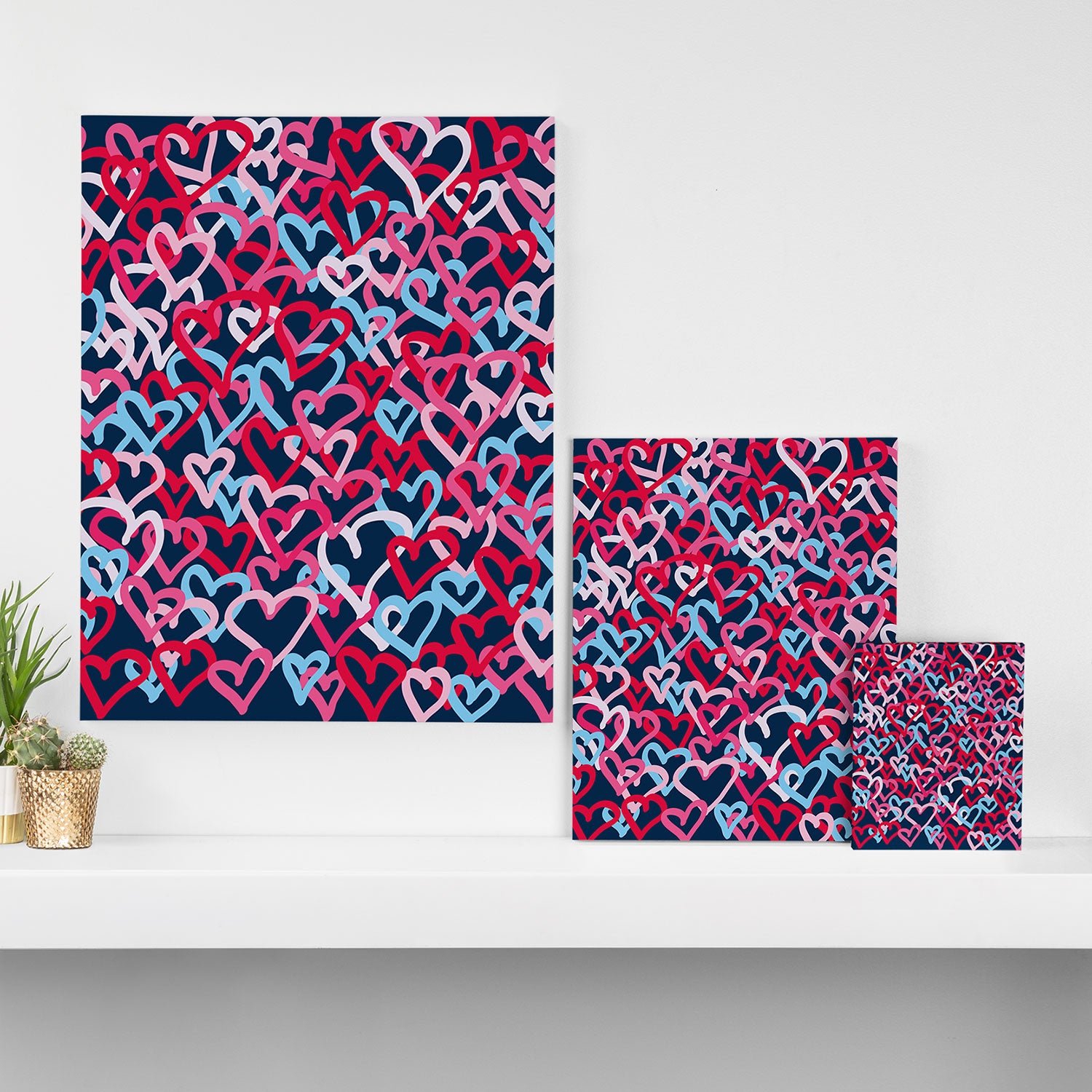 Colorful  Hearts - Graffiti Style Canvas Print Gallery Image 3