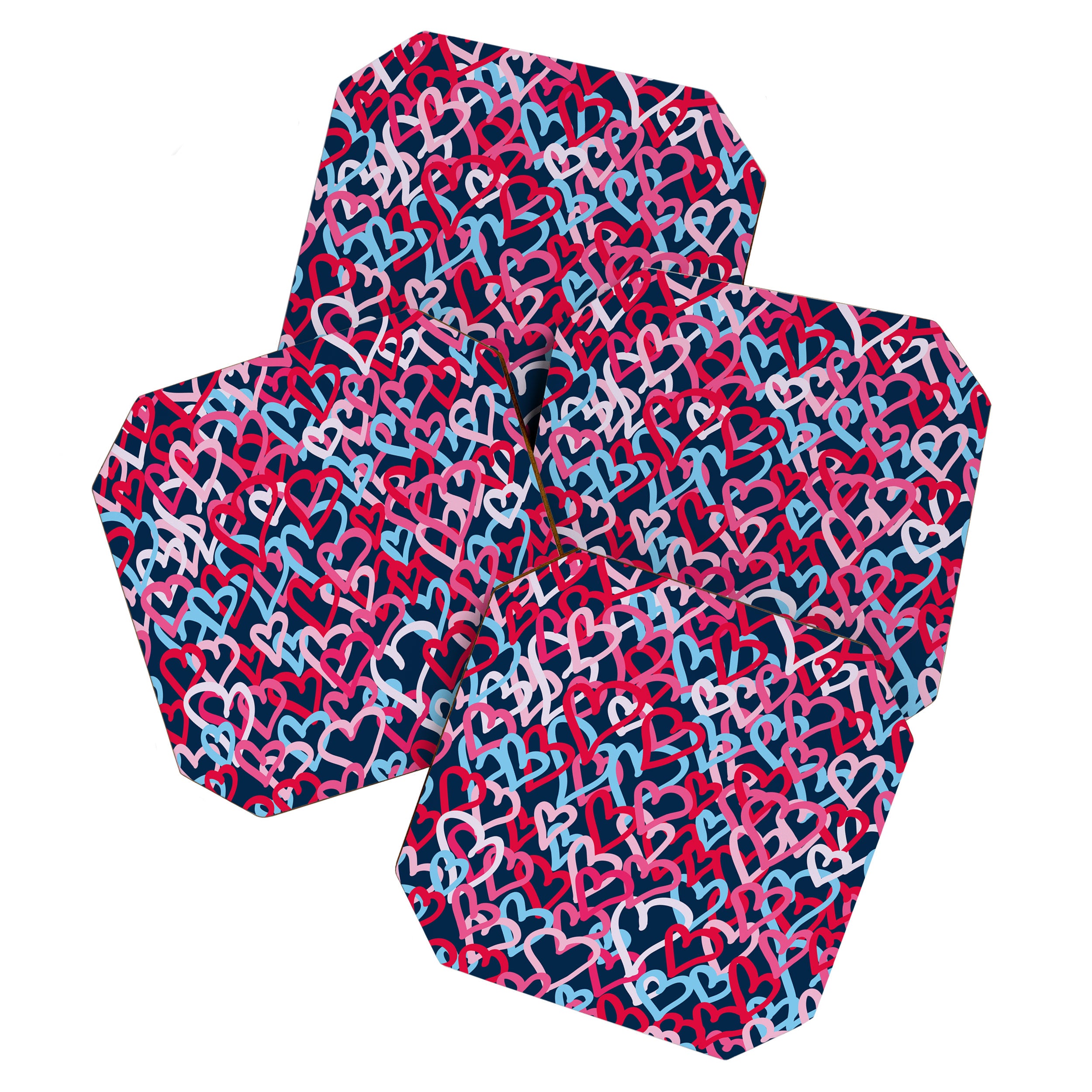 Colorful  Hearts - Graffiti Style Coaster Gallery Image 1
