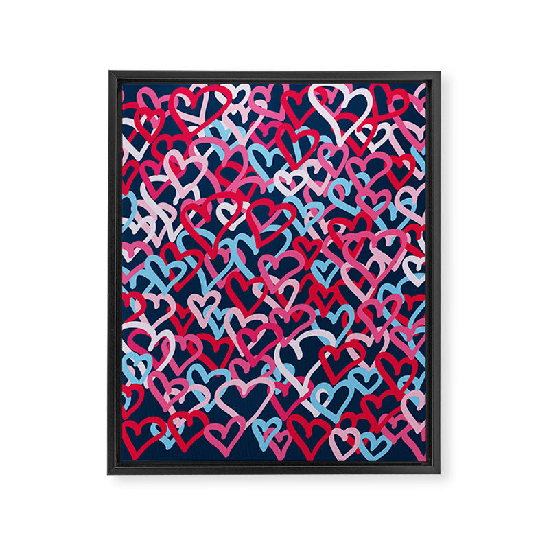 Colorful  Hearts - Graffiti Style Framed Canvas Print Gallery Image 8