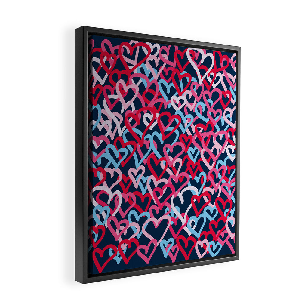 Colorful  Hearts - Graffiti Style Framed Canvas Print Gallery Image 2