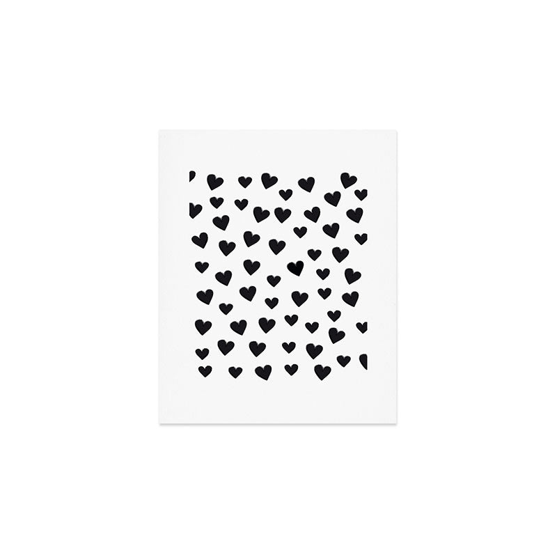Hearts Love Black and White Pattern Art Print Gallery Image 1
