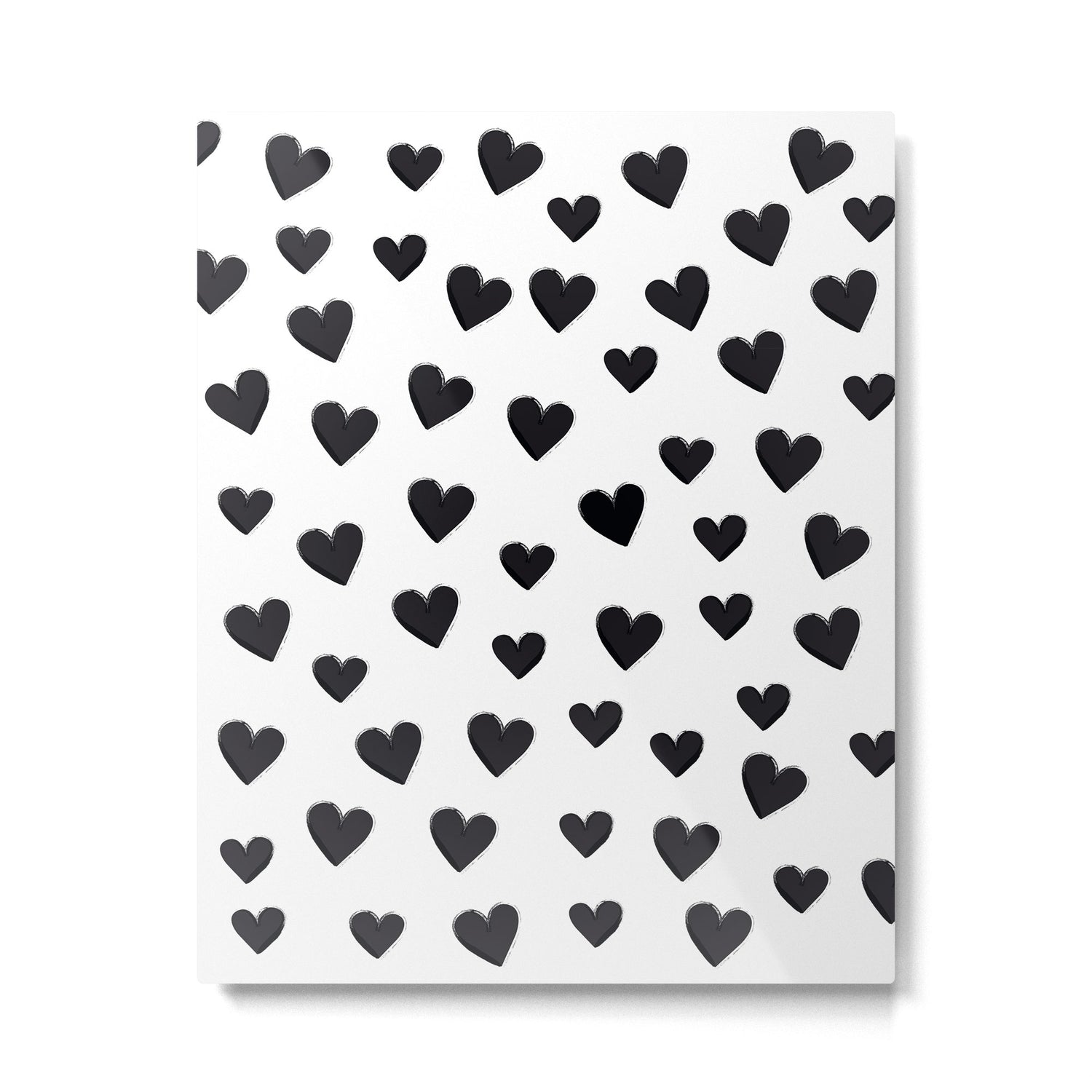 Hearts Love Black and White Pattern Metal Print Gallery Image 6
