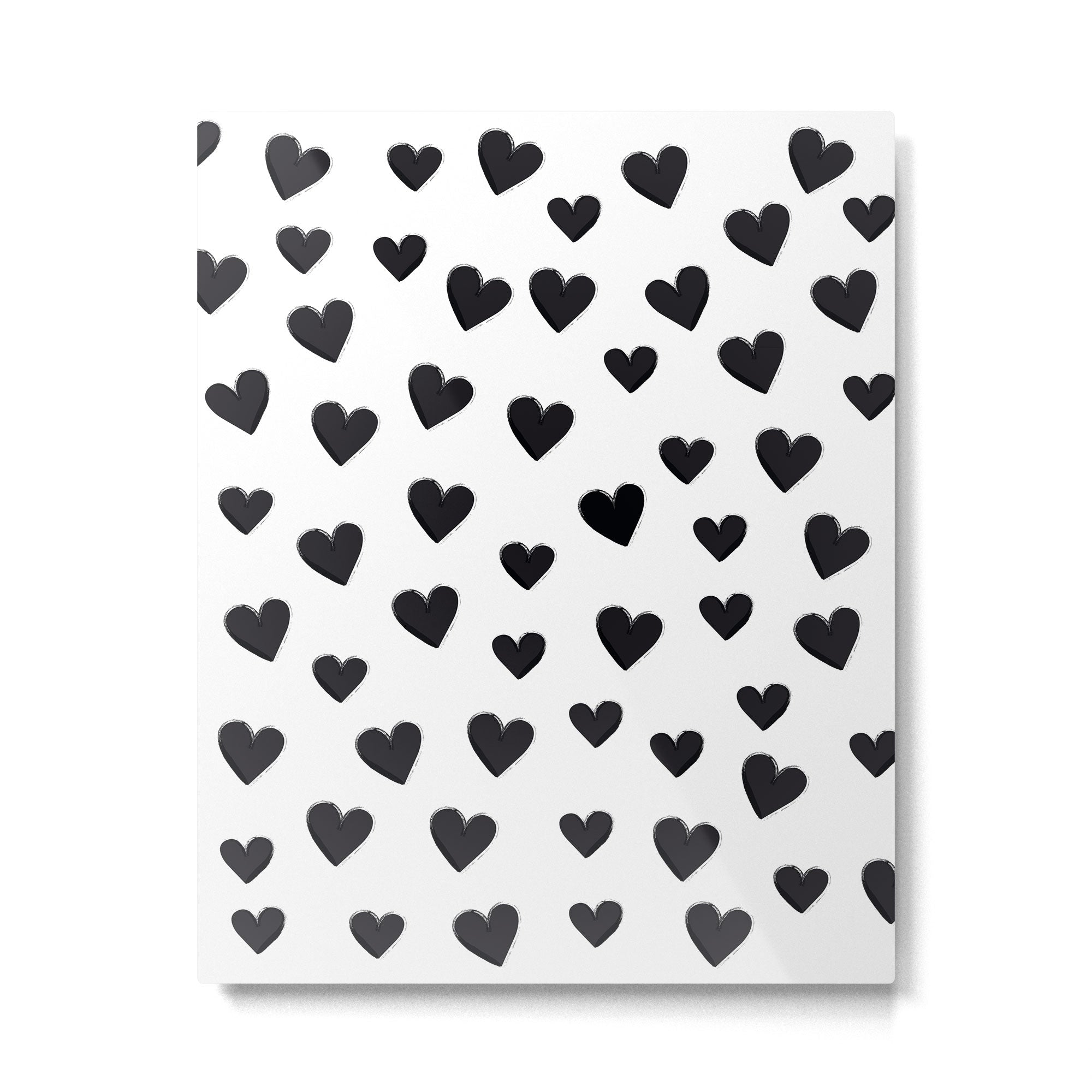 Hearts Love Black and White Pattern Metal Print Gallery Image 6