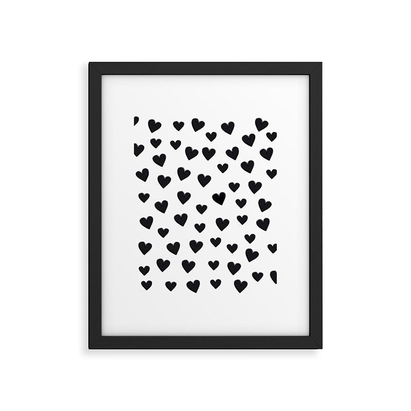 Hearts Love Black and White Pattern Framed Art Print Gallery Image 6