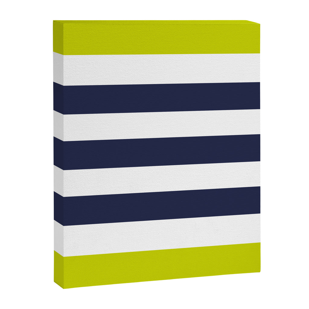 Modern Classy Navy Blue Lime Green STRIPES Canvas Print Gallery Image 8