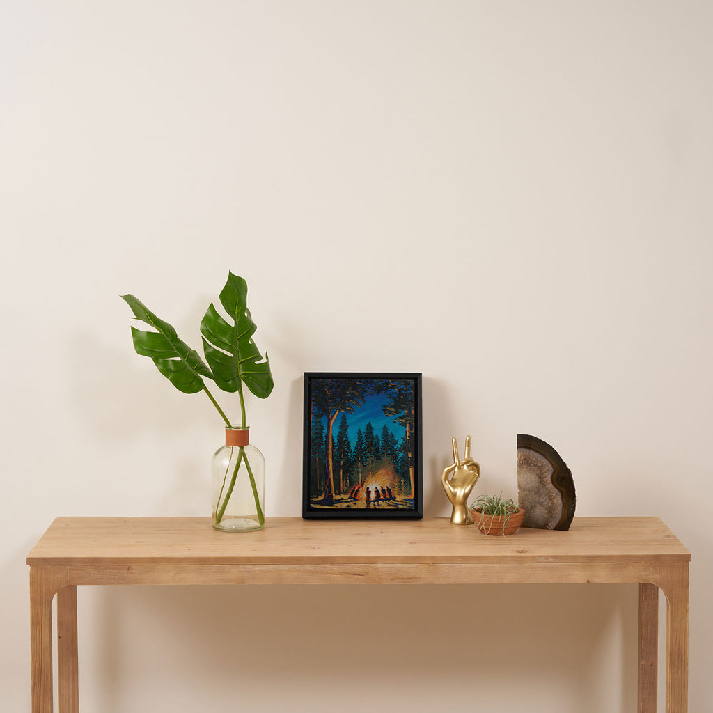 campfire gathering Framed Canvas Print Gallery Image 4