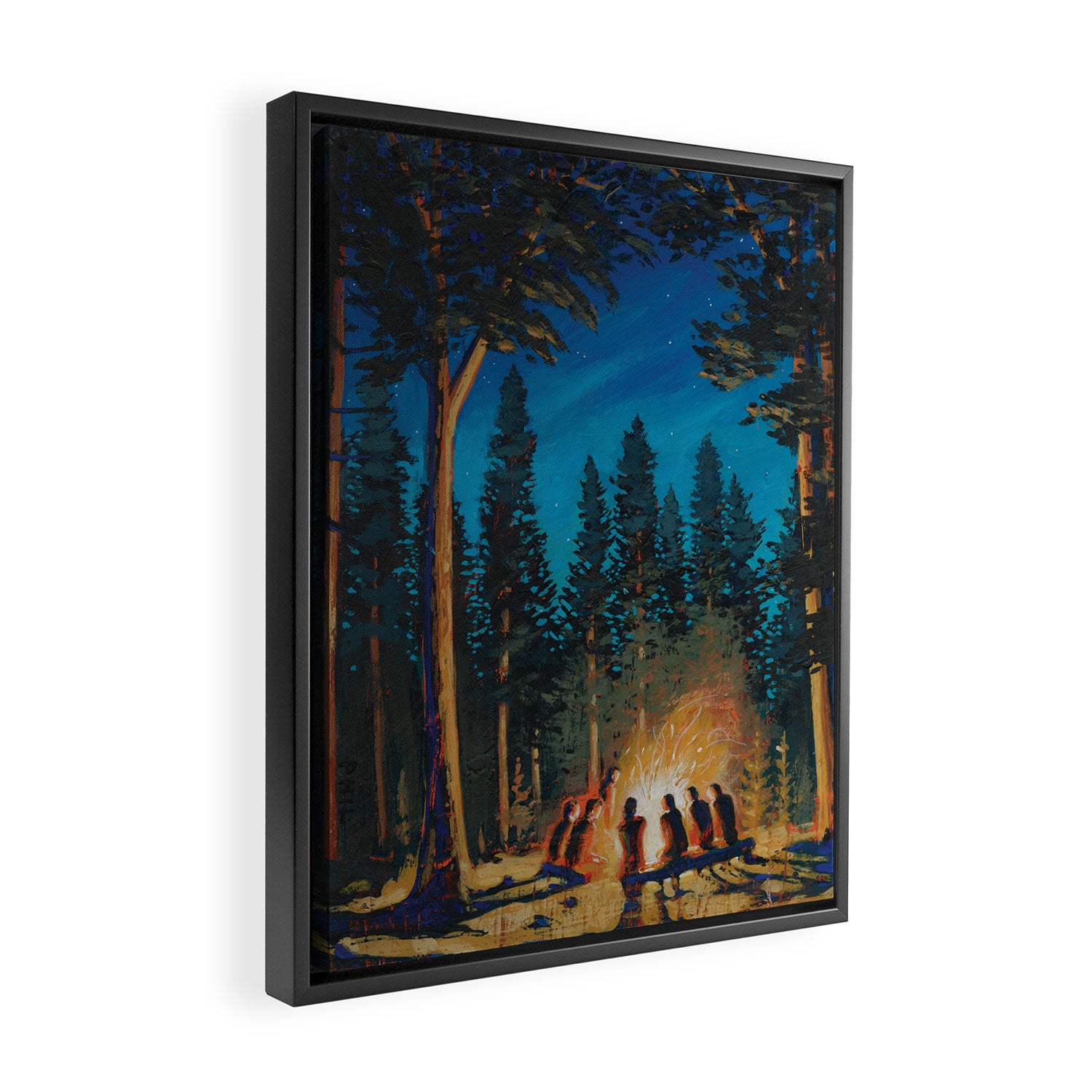 campfire gathering Framed Canvas Print Gallery Image 2