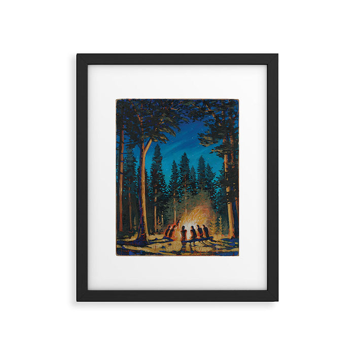 campfire gathering Framed Art Print Gallery Image 1