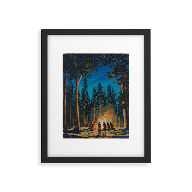 campfire gathering Framed Art Print