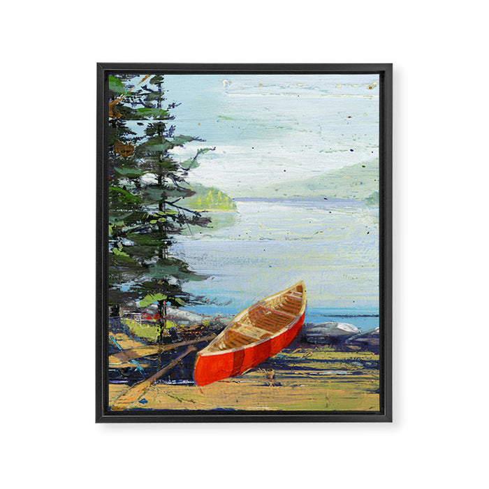 me and you and the red canoe Framed Canvas Print Gallery Image 1