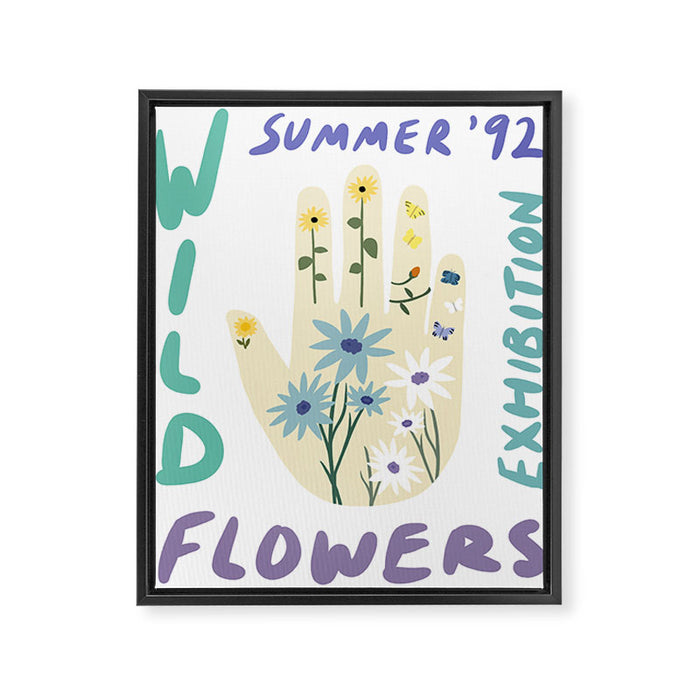 90s Wild Flowers Exhibition Poster Framed Canvas Print Gallery Image 1