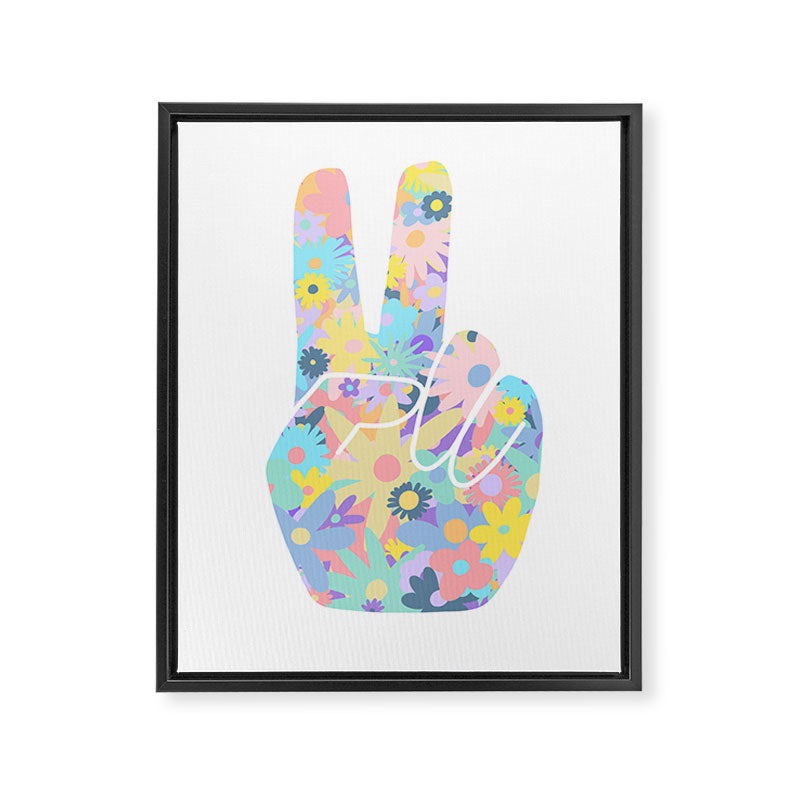 Peace Out Flowers Framed Canvas Print