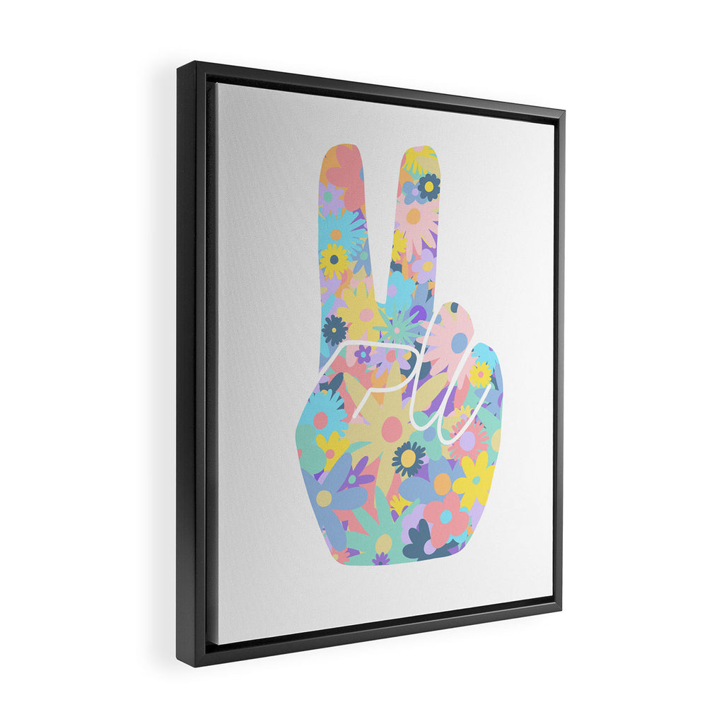 Peace Out Flowers Framed Canvas Print Gallery Image 2