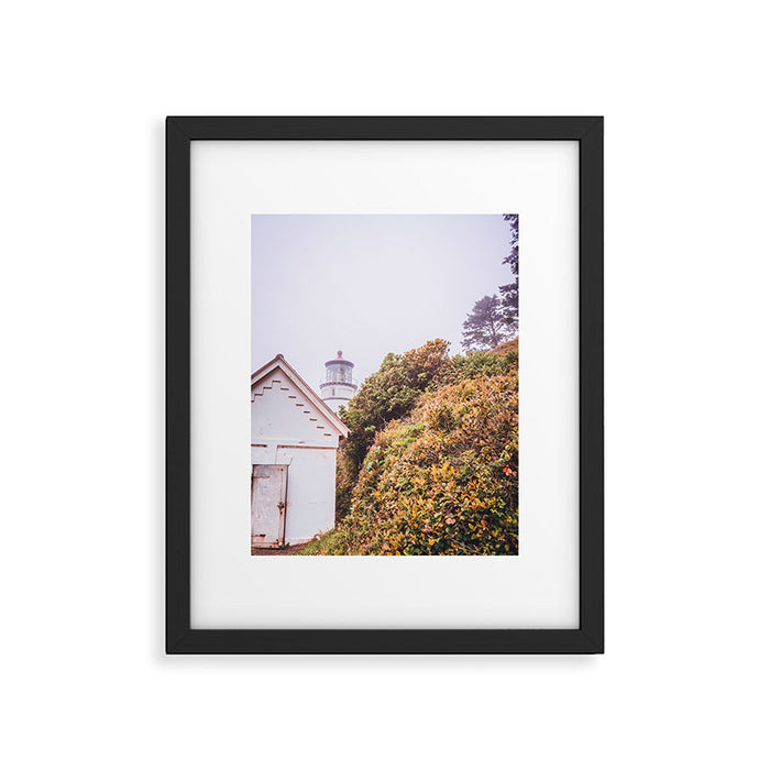 Lighthouse in the Fog | Heceta Head Oregon | Travel Photography in the PNW Framed Art Print Gallery Image 1