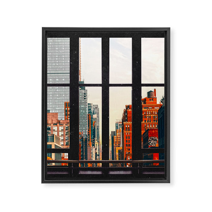 New York City Window #2-Surreal View Collage Framed Canvas Print Gallery Image 1