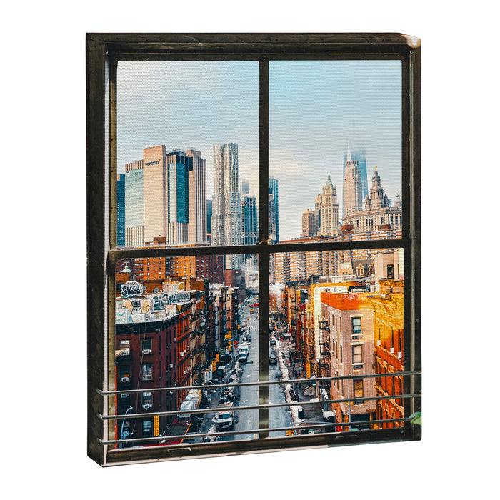 New York City Window | Colorful Street and Skyline | NYC Canvas Print Gallery Image 1