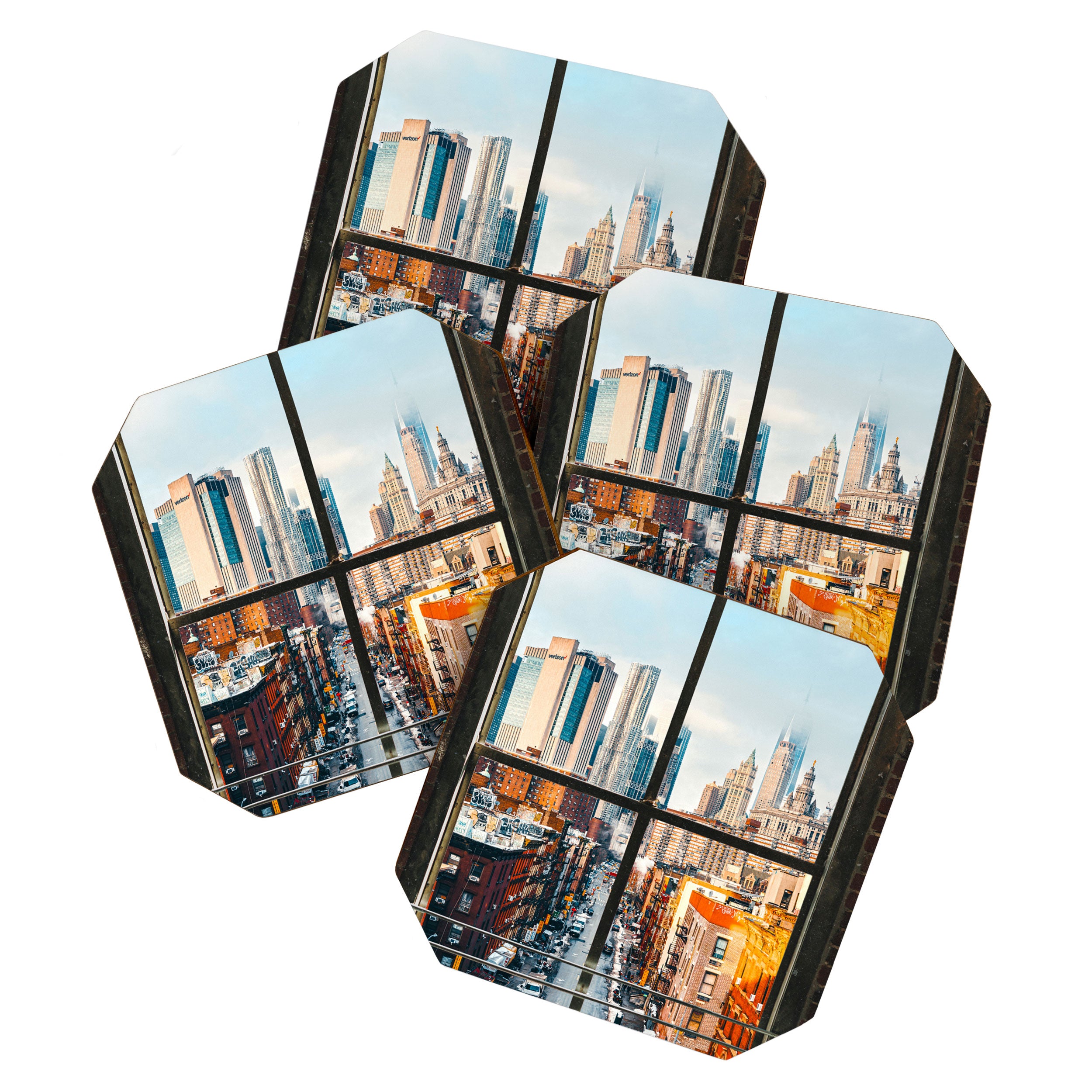 New York City Window | Colorful Street and Skyline | NYC Coaster Gallery Image 1