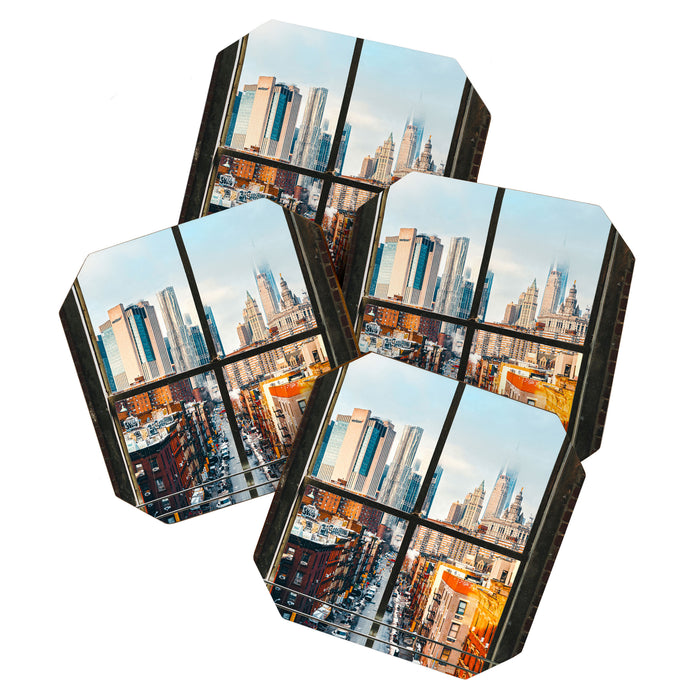New York City Window | Colorful Street and Skyline | NYC Coaster Gallery Image 1