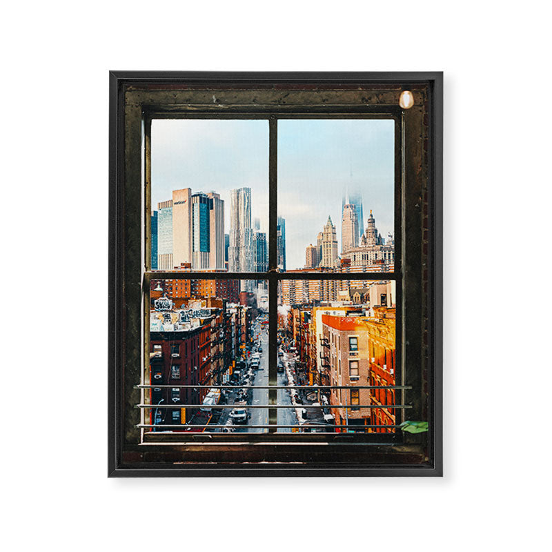 New York City Window | Colorful Street and Skyline | NYC Framed Canvas Print Gallery Image 6