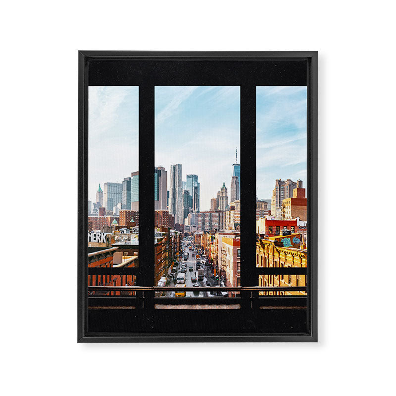 New York City Window Panoramic Framed Canvas Print Gallery Image 8