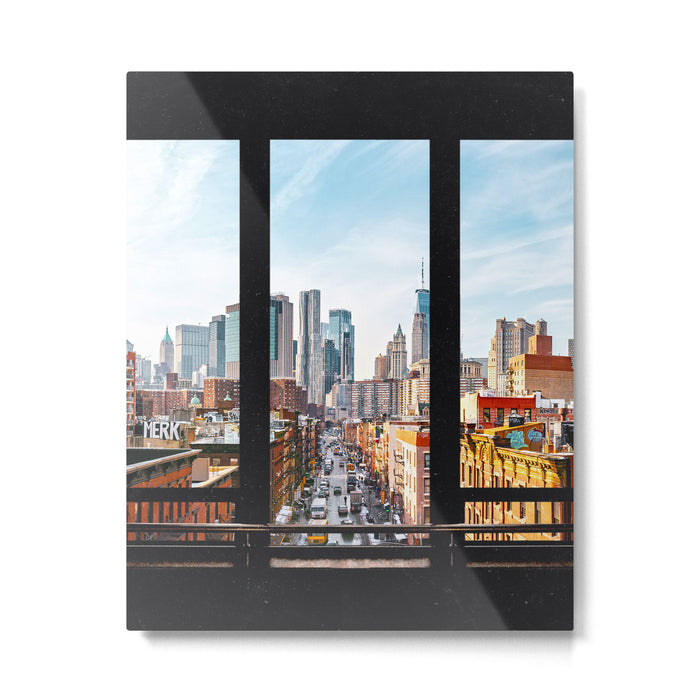New York City Window Panoramic Metal Print Gallery Image 1