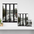 Window to the Waterfall and Forest | Foggy Forest Landscape in Autumn Canvas Print Gallery Image 3