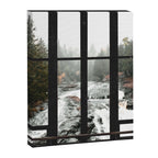 Window to the Waterfall and Forest | Foggy Forest Landscape in Autumn Canvas Print Gallery Image 3