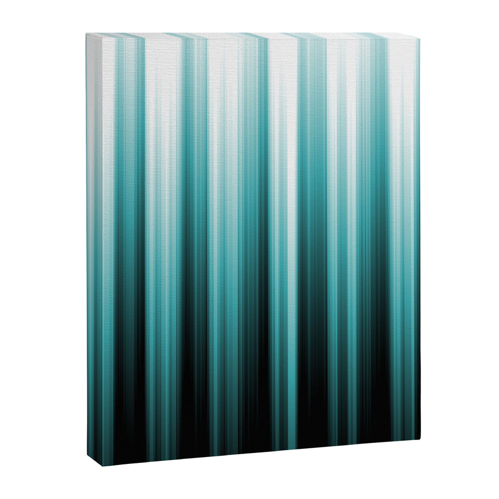 Aqua Teal Turquoise & White Abstract Soft Ombre Line Stripe Pattern on black - Aquarium SW 6767 Canvas Print Gallery Image 3