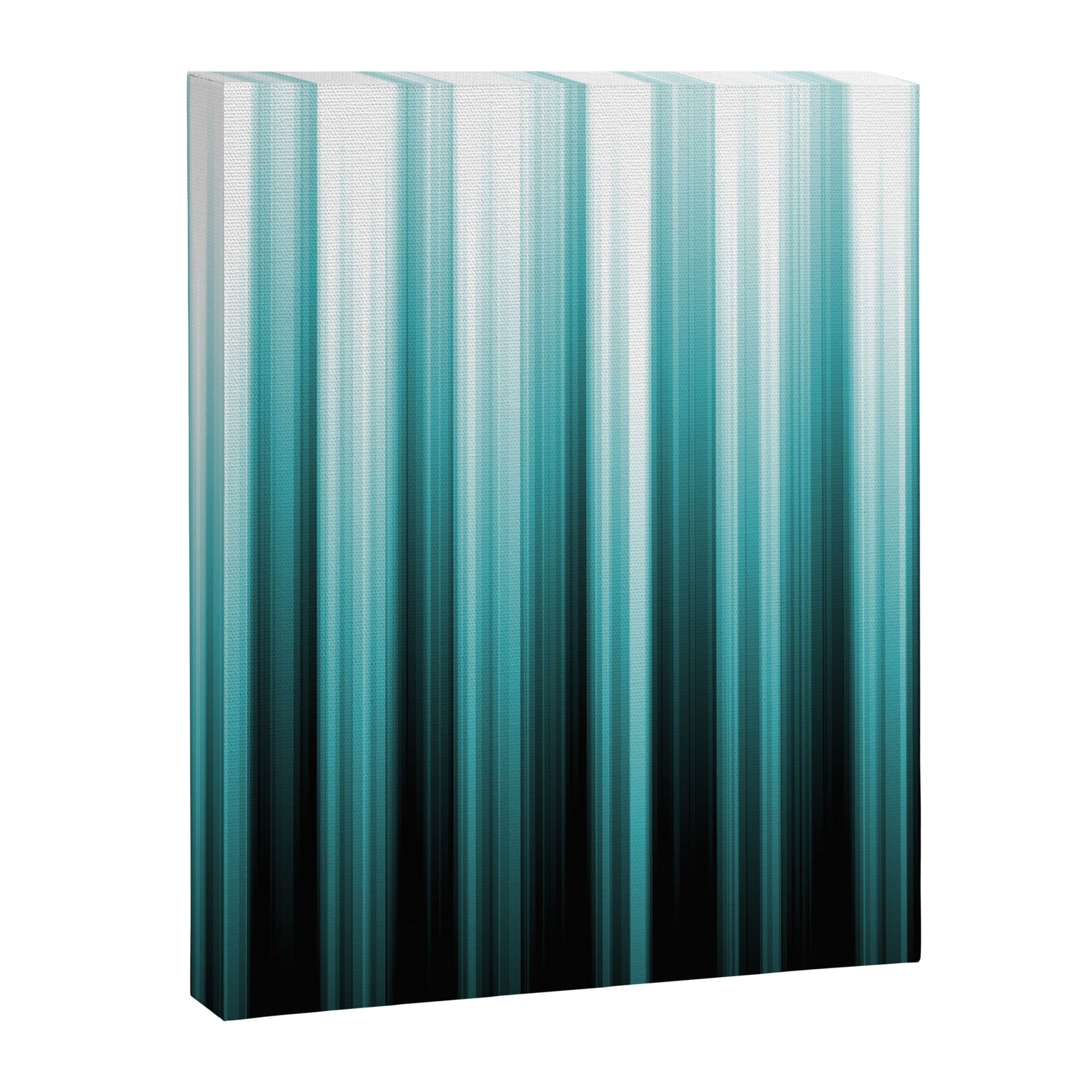Aqua Teal Turquoise & White Abstract Soft Ombre Line Stripe Pattern on black - Aquarium SW 6767 Canvas Print Gallery Image 3