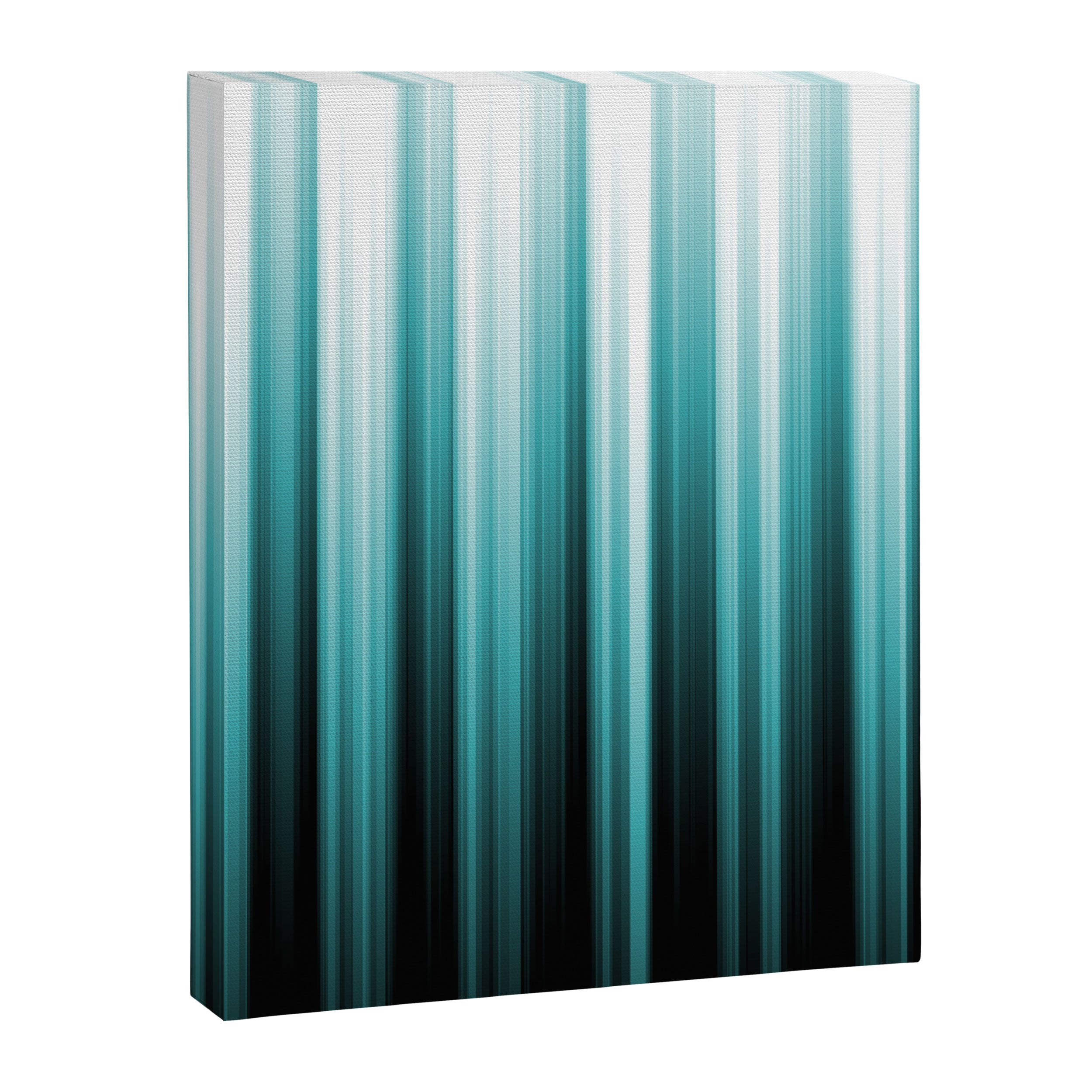 Aqua Teal Turquoise & White Abstract Soft Ombre Line Stripe Pattern on black - Aquarium SW 6767 Canvas Print Gallery Image 3