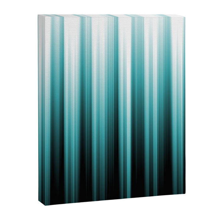 Aqua Teal Turquoise & White Abstract Soft Ombre Line Stripe Pattern on black - Aquarium SW 6767 Canvas Print Gallery Image 1