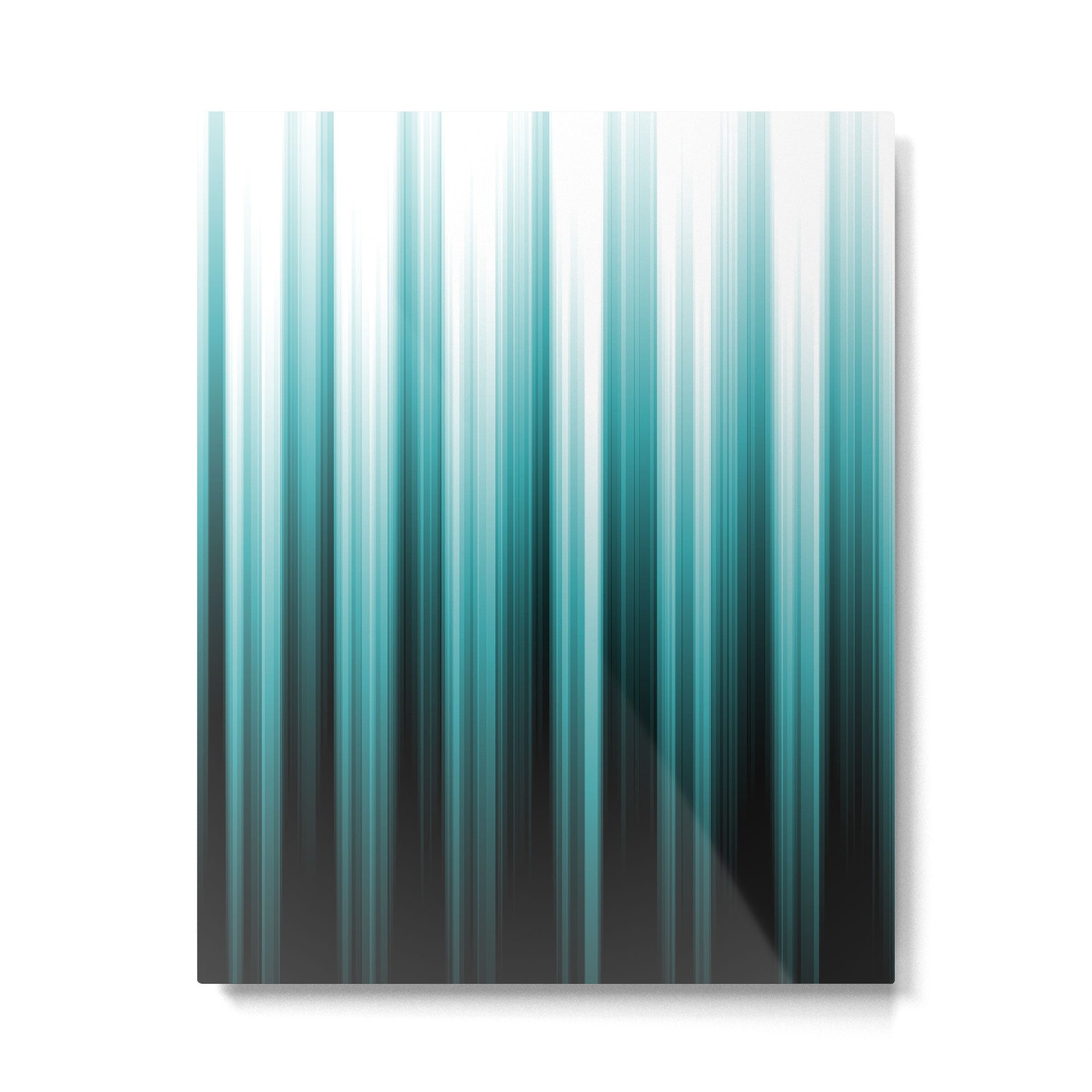 Aqua Teal Turquoise & White Abstract Soft Ombre Line Stripe Pattern on black - Aquarium SW 6767 Metal Print Gallery Image 4