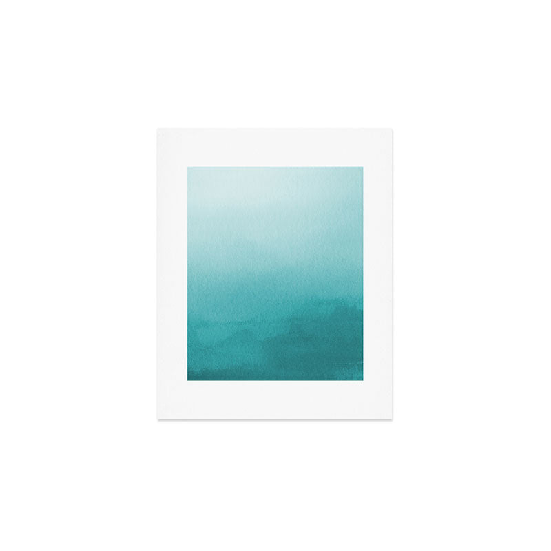 Best Seller Aqua Teal Turquoise Watercolor Ombre Gradient Blend Abstract Art - Aquarium SW 6767 Art Print Gallery Image 1