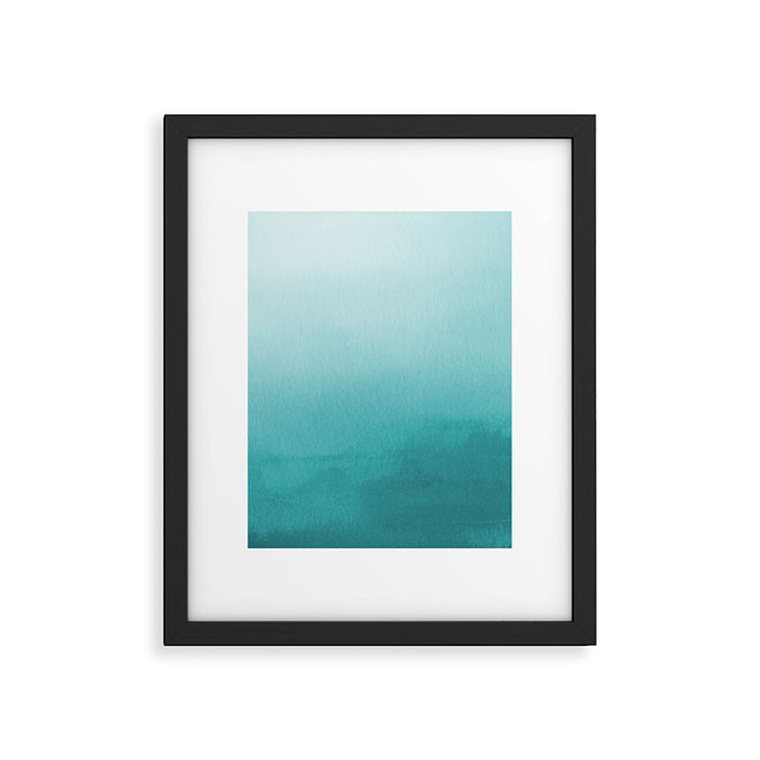 Best Seller Aqua Teal Turquoise Watercolor Ombre Gradient Blend Abstract Art - Aquarium SW 6767 Framed Art Print Gallery Image 1