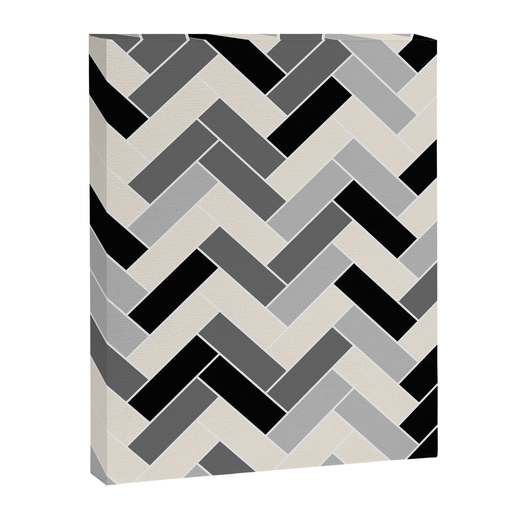 Black Gray Ivory Herringbone Pattern Pairs Valspar 2023 COTY Cozy White 3008-10C Canvas Print Gallery Image 6