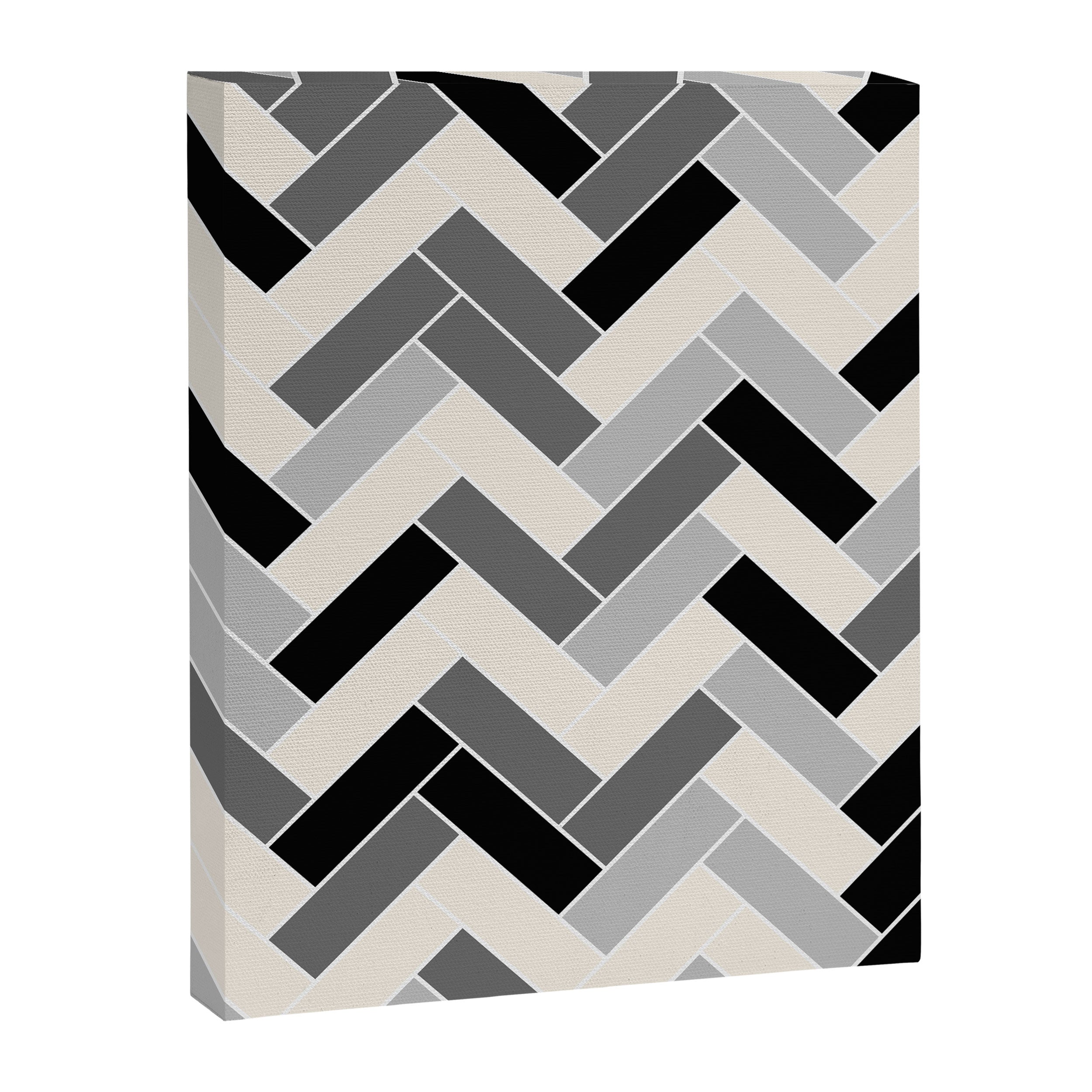 Black Gray Ivory Herringbone Pattern Pairs Valspar 2023 COTY Cozy White 3008-10C Canvas Print Gallery Image 6