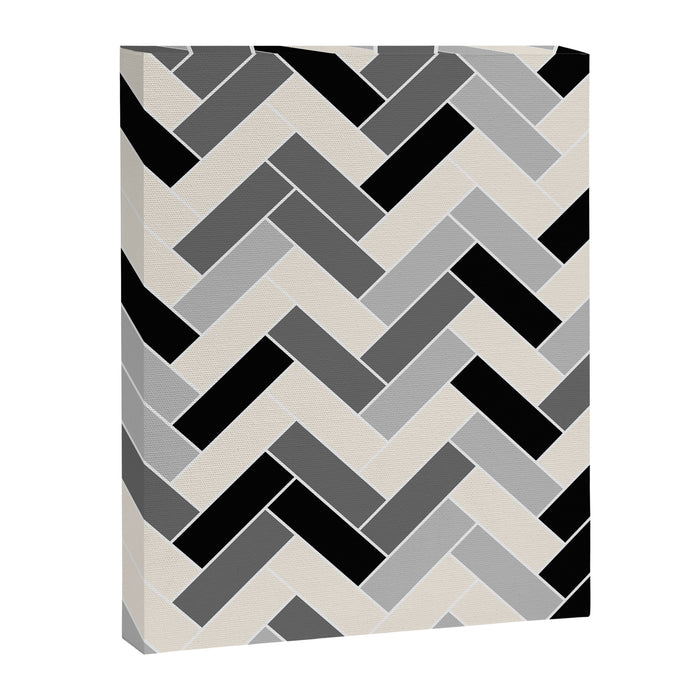 Black Gray Ivory Herringbone Pattern Pairs Valspar 2023 COTY Cozy White 3008-10C Canvas Print Gallery Image 1