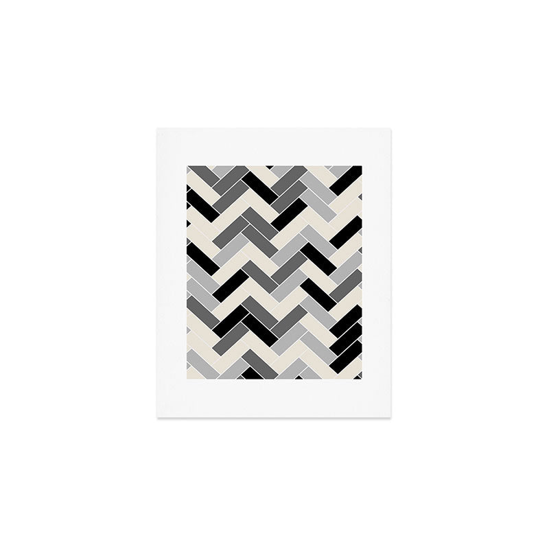 Black Gray Ivory Herringbone Pattern Pairs Valspar 2023 COTY Cozy White 3008-10C Art Print Gallery Image 1