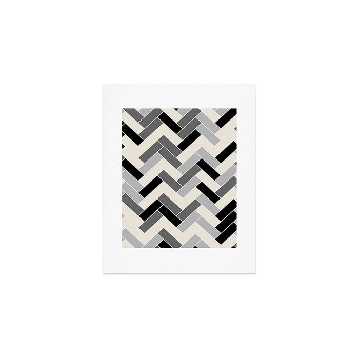 Black Gray Ivory Herringbone Pattern Pairs Valspar 2023 COTY Cozy White 3008-10C Art Print Gallery Image 1