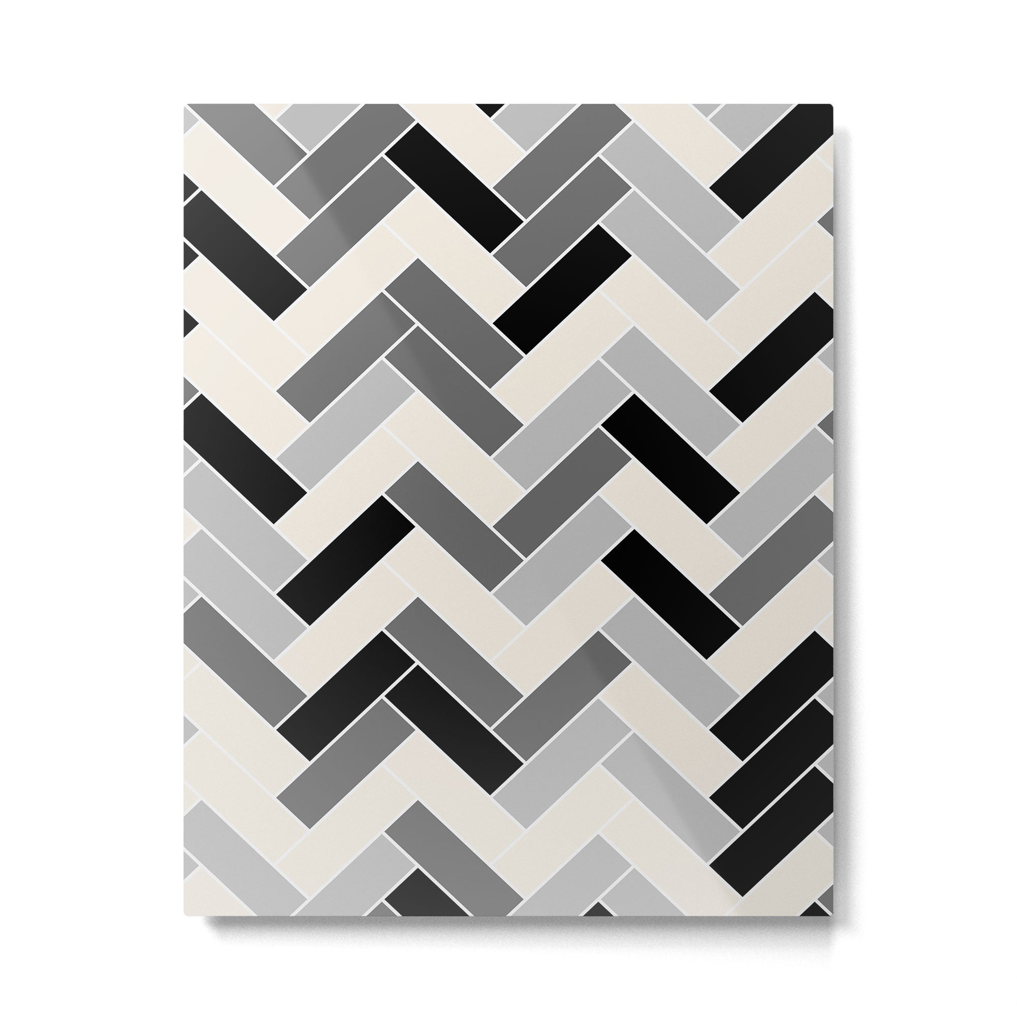 Black Gray Ivory Herringbone Pattern Pairs Valspar 2023 COTY Cozy White 3008-10C Metal Print Gallery Image 4