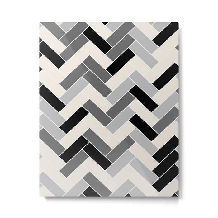 Black Gray Ivory Herringbone Pattern Pairs Valspar 2023 COTY Cozy White 3008-10C Metal Print Gallery Image 1
