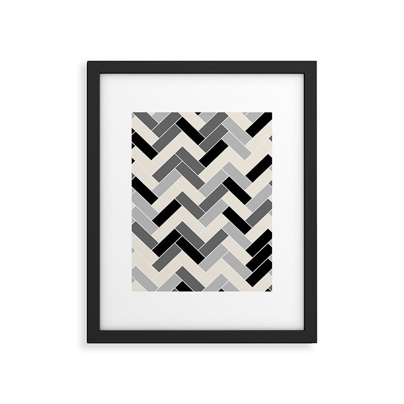 Black Gray Ivory Herringbone Pattern Pairs Valspar 2023 COTY Cozy White 3008-10C Framed Art Print Gallery Image 4