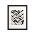 Black Gray Ivory Herringbone Pattern Pairs Valspar 2023 COTY Cozy White 3008-10C Framed Art Print Gallery Image 4